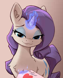 blue_eyes cutie_mark eyebrows eyelashes eyeshadow female feral fur hair half-closed_eyes horn letter looking_at_viewer magic makeup narrowed_eyes purple_hair purple_tail quadruped solo tail text white_body white_fur rnghat friendship_is_magic hasbro my_little_pony mythology rarity_(mlp) equid equine mammal mythological_creature mythological_equine unicorn 4:5 absurd_res english_text hi_res