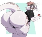 beanie bent_over beverage_can big_butt bottom_heavy butt clothing eye_bags femboy half-closed_eyes hat headgear headwear male narrowed_eyes simple_background solo thick_thighs topwear tusks white_body wide_hips sssonic2 chai_(lucidinbed) mammal marine pinniped seal 2024 digital_media_(artwork) hi_res