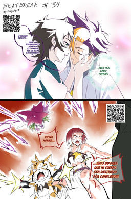 anthro battle_damage bottomwear clothing eyewear female glasses group gun_arm humor male qr_code shirt shorts tank_top text topwear torn_clothing weapon_arm keyliom bandai_namco digimon digimon_beatbreak miharu_kagemori reina_sakuya tomoro_tenma digimon_(species) human humanoid lilamon mammal pristimon comic hi_res spanish_text