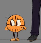 duo ellipsis grey_background not_furry simple_background size_difference standing dzk loki_(tv_series) marvel miss_minutes animate_inanimate human mammal waddling_head 2023