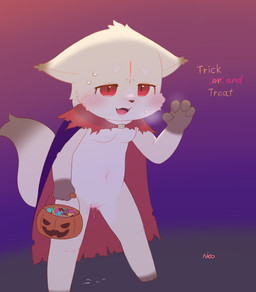 anthro biped bodily_fluids breasts brown_body brown_fur candy cape claws clothing cute_fangs dessert dipstick_tail fangs featureless_breasts female food fur genital_fluids genitals gloves_(marking) holding_object holidays innie_vulva jack-o'-lantern kemono leg_markings markings navel open_mouth open_smile red_eyes simple_background small_breasts smile socks_(marking) solo sweat tail tail_markings tan_body tan_fur teeth text vaginal_fluids vulva atag_niko halloween atsuage_(atag_niko) canid canine fox mammal 2025 absurd_res english_text hi_res