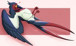 animal_genitalia avian_butt avian_feet blush cloaca female feral genitals lying on_back pregnant pregnant_female pregnant_feral presenting solo wingz31 nintendo pokemon avian bird generation_3_pokemon pokemon_(species) swellow hi_res