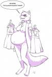 2016 anthro aogami breasts canid canine clothing digitigrade english_text eyewear feet female fox glasses hi_res mammal miles_yellow nipples nude paws pregnant solo text
