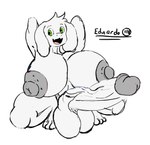 anthro balls big_balls big_breasts big_penis breasts crossgender crouching dark_nipples fur genitals gynomorph hands_behind_head huge_balls huge_breasts huge_penis hyper hyper_breasts hyper_genitalia hyper_penis intersex looking_at_viewer mtg_crossgender mti_crossgender nude open_mouth penis smile solo squatting_pose white_body white_fur eduardot18 undertale undertale_(series) asriel_dreemurr bovid caprine goat mammal hi_res