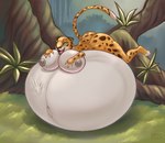 ambiguous_gender ambiguous_prey anthro areola big_breasts breasts butt female female_pred forest grey_areola grey_nipples hyper hyper_pregnancy nipples nude open_mouth plant pregnant smile spots teeth tongue tree vore dollylolly tarzan_(disney) sabor felid leopard mammal pantherine hi_res