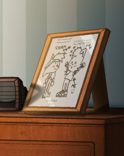 anthro blush blush_lines chest_tuft dialogue eyes_closed eyewear female furniture goggles happy heart_symbol kerchief looking_at_another male missing_tail neckerchief neckwear nightstand photo picture_frame raised_arm satchel smile smiling_at_another text tuft realdash idw_publishing sega sonic_the_hedgehog_(comics) sonic_the_hedgehog_(idw) sonic_the_hedgehog_(series) fan_character storm_the_hedgehog_(realdash) tangle_the_lemur eulipotyphlan hedgehog lemur mammal primate ring-tailed_lemur strepsirrhine 2025 digital_media_(artwork) english_text sketch