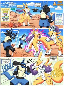 3_fingers 4_fingers abs action_pose angry anthro arm_tuft armwear athletic aura biceps big_ears biped black_body black_claws black_fur black_nose black_pawpads black_sclera blue_aura blue_eyes breasts bridal_gauntlets brown_body brown_fur brown_pawpads butt cjk_character claws clothing cloud countershade_torso countershading curvy_figure desert dirt energy exclamation_point eyebrows facial_markings fangs female female_anthro fight fingers fist fluffy frown fur fur_markings group hair head_markings larger_female larger_male long_tail looking_at_another looking_down looking_up male markings mask_(marking) medium_breasts motion_lines multi_tail muscular muscular_female muscular_male navel neck_tuft onomatopoeia open_mouth orange_body orange_fur orange_hair outside page_number pawpads pecs pecs_with_breasts pink_tongue pose purple_body purple_clothing purple_fur rock serious shoulder_tuft size_difference sky smaller_female sound_effects spikes spikes_(anatomy) standing stats tail tan_body tan_fur teeth text thick_thighs tomoe_(symbol) tongue trio tuft walking white_body white_countershading white_eyes white_fur yellow_body yellow_fur jisito bandai_namco digimon dragon_ball family_guy_death_pose jojo's_bizarre_adventure menacing_approach nintendo pokemon stardust_crusaders flori_(jisito) canid canine digimon_(species) fox generation_1_pokemon generation_4_pokemon lucario mammal pokemon_(species) renamon vulpix 3:4 absurd_res colored comic crossover hi_res meme shaded spanish_text