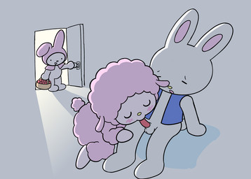 aged_up animal_genitalia animal_penis anthro blue_clothing clothed clothing duo erection fellatio female fur genitals group male male/female oral oral_penetration penetration penile penis sex tail trio white_body darkpatito onegai_my_melody sanrio my_melody my_sweet_piano rhythm_(sanrio) bovid caprine domestic_sheep lagomorph leporid mammal rabbit sheep digital_media_(artwork)