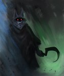 anthro black_cloak black_clothing cloak clothing creepy creepy_smile fangs fur glowing glowing_eyes holding_object holding_weapon leaf looking_at_viewer male melee_weapon red_eyes sharp_teeth sickle smile solo teeth weapon white_body white_fur gabitzart dreamworks puss_in_boots_(franchise) death_(puss_in_boots) canid canine canis mammal wolf hi_res