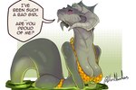 anthro bikini bikini_bottom bikini_top biped blush breasts clothed clothed_anthro clothed_female clothing dialogue eyes_closed female grey_body grey_scales grey_tail horn scales simple_background smile solo speech_bubble swimwear tail text two-piece_swimsuit lluisabadias mythology dragon mythological_creature mythological_scalie scalie 2025 3:2 absurd_res digital_media_(artwork) english_text hi_res