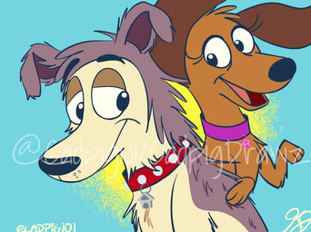 black_nose brown_body brown_ears brown_fur collar collar_tag female feral floppy_ears fur half-closed_eyes house_collar_tag long_ears male narrowed_eyes purple_body purple_fur red_collar yellow_body yellow_fur cadpig101 hasbro pound_puppies pound_puppies_(2010) lucky_(pound_puppies) strudel canid canine canis dachshund domestic_dog hunting_dog mammal mixed_breed hi_res