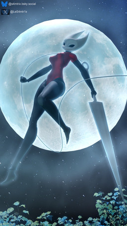 anthro athletic athletic_anthro athletic_female athletic_male breasts clothing female male melee_weapon moon slim slim_anthro slim_female small_waist solo swimwear sword thick_thighs weapon samtrix seriuswolf_(modeler) hollow_knight_(franchise) team_cherry hornet_(hollow_knight) arachnid arthropod spider 3d_(artwork) 4k 9:16 absurd_res digital_media_(artwork) full-length_portrait hi_res portrait