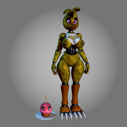 3_toes ambiguous_gender anthro areola beak bib big_breasts black_eyelids black_eyes breasts brown_areola brown_nipples candle claws clothing cupcake dark_areola dark_nipples duo feet female food genitals glistening glistening_body grey_background machine nipple_dip nipples non-mammal_breasts non-mammal_nipples non-mammal_vulva orange_beak plate profanity purple_eyes sharp_teeth simple_background standing talons teeth text text_on_clothing thick_thighs toes toothed_beak vulva yellow_body yellow_text octal octal_(modeler) five_nights_at_freddy's scottgames chica_(fnaf) cupcake_(fnaf) animatronic avian bird chicken food_creature galliform living_cupcake phasianid robot robot_anthro 2025 3d_(artwork) digital_media_(artwork) full-length_portrait hi_res portrait