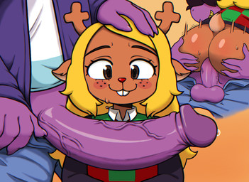 ambiguous_penetration anthro anthro_on_anthro anthro_penetrated anthro_penetrating antlers balls big_butt big_penis blonde_hair blush bodily_fluids bottomless bottomless_anthro bottomless_female brown_body brown_fur brown_hair brown_skin bubble_butt buckteeth butt checkered checkered_clothing checkered_topwear checkered_vest clothed clothed_female clothed_gynomorph clothed_intersex clothed_sex clothing countershade_fur countershade_tail countershading crossgender duo female female_penetrated freckles ftg_crossgender fti_crossgender fur genital_fluids genitals gynomorph gynomorph/female gynomorph_penetrating gynomorph_penetrating_anthro gynomorph_penetrating_female hair hair_over_eyes hand_on_another's_head hand_on_butt hand_on_head horn humanoid_genitalia humanoid_penis intersex intersex/female intersex_penetrating intersex_penetrating_anthro intersex_penetrating_female interspecies jacket long_hair looking_at_genitalia looking_at_penis multicolored_body multicolored_fur multicolored_tail no_underwear partially_clothed partially_clothed_anthro partially_clothed_female pattern_clothing pattern_topwear pattern_vest penetration penile penile_penetration penis precum purple_body purple_skin sex sharp_teeth shirt short_tail smile sweat tail tan_body tan_countershading tan_fur teeth topwear two_tone_body two_tone_fur two_tone_tail vein veiny_penis vest young fluuzoid deltarune undertale_(series) noelle_holiday susie_(deltarune) deer mammal new_world_deer reptile scalie