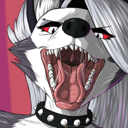 anthro bodily_fluids female looking_at_viewer mouth_shot open_mouth saliva saliva_string solo teeth tongue tongue_out uvula cringeworthington hellaverse helluva_boss mythology loona_(helluva_boss) canid canid_demon canine demon hellhound mammal mythological_canine mythological_creature 1:1 2025 absurd_res hi_res