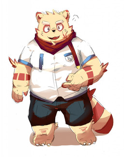 anthro bottomwear clothing humanoid_hands male overweight overweight_anthro overweight_male shirt shorts simple_background solo topwear white_background bhtoss canid canine mammal raccoon_dog tanuki 2015 hi_res