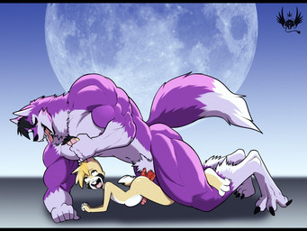 abdominal_bulge anal anal_penetration anthro anthro_on_anthro anthro_penetrated anthro_penetrating anthro_penetrating_anthro arm_support arms_bent arms_together bent_legs big_muscles biped black_hair cheek_tuft claws countershade_face countershade_torso countershading dominant dominant_male duo ear_grab ear_pull elbows_together erection facial_tuft fangs femboy forward_arm_support from_behind_position full_moon fur fur_tuft genitals gloves_(marking) grabbing_both_ears hair hand_on_ears hands_together huge_muscles humanoid_genitalia humanoid_penis hyper hyper_muscles interspecies large_penetration larger_male leg_markings long_ears looking_pleasured male male/male male_penetrated male_penetrating male_penetrating_male markings moon muscular muscular_male nude obscured_penetration open_mouth open_smile penetration penile penile_penetration penis penis_in_ass prone_bone_position pubes purple_body purple_fur raised_tail sex short_hair short_tail side_view size_difference size_play smaller_male smile socks_(marking) speed_bump_position tail teeth toe_claws tongue tongue_out tuft eldiman mythology lio_mynx tokami canid canine canis domestic_cat felid feline felis fox hybrid lagomorph leporid mammal mythological_canine mythological_creature rabbit werecanid werecanine werecreature werewolf wolf 4:3 cel_shading digital_media_(artwork) shaded watermark