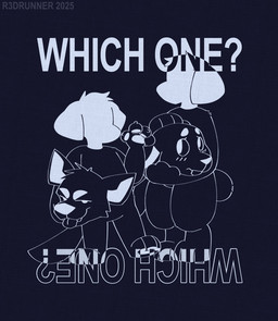 anthro blue_background clothed clothing costume female fursuits holding_object male minimalist silhouetted_body simple_background text tongue r3drunner courtney_(r3drunner) logan_(r3drunner) beagle canid canine canis domestic_dog hunting_dog mammal scent_hound 2025