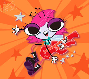 4_arms antennae_(anatomy) anthro blue_clothing blue_shirt blue_topwear boots bottomwear clothing detailed_background double-neck_guitar electric_guitar female footwear freckled_face freckles gloves grey_body grey_skin guitar hair half-closed_eyes handwear insect_wings multi_arm multi_limb musical_instrument narrowed_eyes orange_background orange_bottomwear orange_clothing orange_skirt pattern_background pink_clothing pink_footwear pink_hair pink_socks plucked_string_instrument purple_boots purple_clothing purple_footwear red_guitar shirt shoes simple_background skirt socks solo star-shaped_background string_instrument t-shirt topwear white_clothing white_gloves white_handwear wings mags-niac disney the_buzz_on_maggie maggie_pesky arthropod fly_(animal) insect hi_res