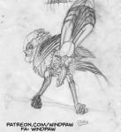 animal_genitalia anus avian_butt erection feral genital_slit genitals looking_at_viewer looking_back low-angle_view male nude penis presenting raised_tail rear_view solo tail text windpaw timothy_(windpaw) avian bird shrike 2016 monochrome sketch url