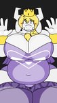 9:16 against_surface anthro asgore_dreemurr belly belly_on_glass big_breasts blush boss_monster_(undertale) bovid breasts breasts_on_glass caprine cleavage clothed clothing crossgender curvy_figure female fur goat hair hi_res horn huge_breasts let_me_in long_ears looking_at_viewer mammal mature_anthro mature_female mtf_crossgender on_glass robertge solo undertale undertale_(series) voluptuous white_body white_fur wide_hips