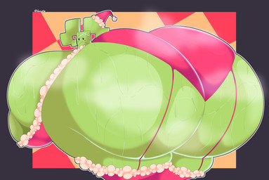 areola big_breasts big_butt blush bodily_fluids breasts butt christmas_clothing christmas_headwear clothed clothing eyebrows female green_body hair hat headgear headwear holidays huge_breasts huge_butt huge_hips huge_thighs hyper hyper_breasts hyper_butt legwear looking_back monotone_body musk narrowed_eyes nipples rear_view red_clothing santa_hat simple_background solo sweat text thick_thighs three-quarter_view topwear wide_hips voctopie christmas mario_bros nintendo paper_mario mimi_(paper_mario) humanoid 2024 absurd_res artist_name digital_drawing_(artwork) digital_media_(artwork) hi_res