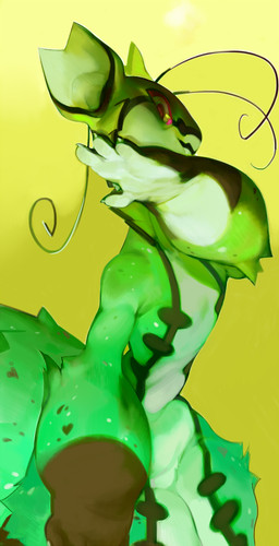 abstract_background ambiguous_anthro ambiguous_gender antennae_(anatomy) anthro claws looking_at_viewer low-angle_view nude solo standing thick_thighs wide_hips mighty-whydah kiiwii arthropod insect 2019 digital_media_(artwork) digital_painting_(artwork) painting_(artwork) female_(lore)