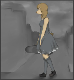 anthro blind border bowed_string_instrument disability female grey_border musical_instrument solo string_instrument violin soraroni maggie_(annamarie) bird_dog canid canine canis domestic_dog hunting_dog mammal spaniel