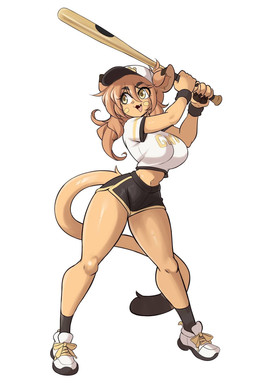 anthro athletic baseball_bat baseball_cap baseball_uniform bat_(object) biped black_bottomwear black_claws black_clothing black_footwear black_shorts black_socks black_sweatband black_wristband bottomwear breasts cat_tail cheek_spots claws clothing crop_top cropped_t-shirt dipstick_tail dolphin_shorts female finger_claws footwear hat headgear headwear holding_baseball_bat hotpants inner_ear_fluff markings medium_hair midriff pawpads shirt shoes shorts simple_background sneakers socks solo sportswear sweatband t-shirt tail tail_markings topwear tuft uniform white_background white_clothing white_footwear white_shirt white_shoes white_sneakers white_t-shirt white_topwear yellow_eyes yellow_shoelaces lucyfercomic club_universidad_nacional goya_(lucyfercomic) goya_(pumas_unam) cougar felid feline mammal hi_res