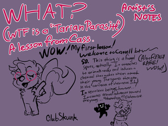 adult_on_young age_difference anthro dialogue male parasite text young young_male clubskunk cass_(clubskunk) erik_(clubskunk) bear canid canine canis domestic_dog mammal mephitid skunk ursine 4:3 comic english_text hi_res