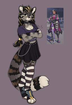 alternate_species anthro black_bottomwear black_clothing black_ears black_hair black_nose black_skirt black_stripes blonde_hair bottomwear braided_hair chain clothed clothing countershade_face countershade_torso countershading cropped_t-shirt crossed_arms ear_piercing ear_ring facial_stripes female footwear fully_clothed fur furgonomic_footwear furgonomics furrification gloves grey_body grey_eyes grey_fur hair handwear leather leather_clothing leather_gloves leather_handwear legwear looking_at_viewer markings monotone_background multicolored_hair pattern_clothing pattern_footwear pattern_legwear pattern_socks pattern_thigh_highs pattern_thigh_socks piercing pigtails pleated_skirt purple_clothing purple_shirt purple_t-shirt purple_topwear ring_piercing shirt shoes simple_background skirt socks solo standing striped_body striped_clothing striped_footwear striped_fur striped_legwear striped_markings striped_socks striped_tail striped_thigh_highs striped_thigh_socks stripes studs t-shirt tail tail_markings thigh_highs thigh_socks topwear twin_braids white_fingers white_toes axxstripes blizzard_entertainment overwatch illari_(overwatch) andean_mountain_cat felid feline leopardus mammal full-length_portrait hi_res portrait reference_image