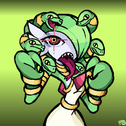 accessory ambiguous_gender apode bracelet chest_spike clothing dress green_hair hair half-closed_eyes jewelry legless narrowed_eyes neck_ring open_mouth red_eyes serpentine solo spikes spikes_(anatomy) split_form tongue tongue_out white_clothing white_dress wristband yellow_eyes fattywapp nintendo pokemon yularie_(fattywapp) draconcopode ekans gardevoir generation_1_pokemon generation_3_pokemon humanoid lamia pokemon_(species) reptile scalie snake 1:1 letterbox low_res