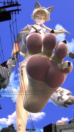 anthro city claws clothing feet female foot_fetish foot_focus green_eyes humanoid_feet macro pawpads pink_pawpads plantigrade soles solo chutos mihoyo zenless_zone_zero pulchra_fellini felid feline mammal thiren 3d_(artwork) 9:16 absurd_res digital_media_(artwork) hi_res