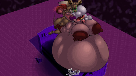 anthro balls belly big_balls big_belly big_breasts big_butt bodily_fluids breasts butt cum cum_inflation cum_inside female genital_fluids genitals huge_belly hyper hyper_belly inflation nipples non-mammal_nipples overweight overweight_anthro overweight_female pregnant pregnant_anthro pregnant_female shortstack size_difference thick_thighs bushybrows nintendo pokemon barry_(bushybrows) eevee generation_1_pokemon lagomorph mammal pokemon_(species) 16:9 hi_res widescreen