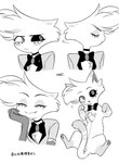 anthro duo expressions feral feralized male simple_background text white_background enaic31 hazbin_hotel angel_dust arachnid arthropod demon domestic_cat felid feline felis hybrid mammal spider absurd_res hi_res japanese_text monochrome translation_request