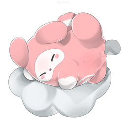anthro blush cloud duo eyes_closed female genitals lying male male/female multicolored_body on_side pink_body sex simple_background tail two_tone_body vulva godforgiveme4 sanrio tabetchane_(sanrio) 1:1 hi_res watermark