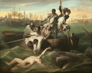 ambiguous_feral ambiguous_gender attack black_clothing black_jacket black_topwear blonde_hair blood blue_sky boat bodily_fluids building clothed clothed_human clothed_male clothing dark_body dark_skin feral fully_clothed fully_clothed_human fully_clothed_male gore grey_body group hair holding_melee_weapon holding_object holding_polearm holding_spear holding_weapon jacket light_body light_skin long_hair male melee_weapon nipples nude_human nude_male open_mouth partially_submerged polearm realistic sea shirt sky spear teeth topwear vehicle water watercraft weapon white_clothing white_shirt white_topwear wounded john_singleton_copley brook_watson aquatic fish human mammal shark 1778 18th_century absurd_res ancient_art hi_res huge_filesize oil_painting_(artwork) painting_(artwork) traditional_media_(artwork) traditional_painting_(artwork)