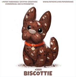 ambiguous_gender biscotti_(food) black_eyes brown_body collar feral food humor pun simple_background solo tan_body text visual_pun white_background piper_thibodeau canid canine canis domestic_dog food_creature hunting_dog mammal scottish_terrier terrier digital_media_(artwork) digital_painting_(artwork) english_text painting_(artwork) url