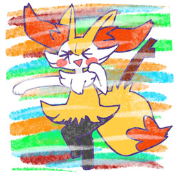 >o< ambiguous_anthro ambiguous_gender anthro blush blush_stickers dancing dipstick_tail eyes_closed front_view markings object_in_tail on_one_leg simple_background snout solo standing stick stick_in_tail tail tail_markings three-quarter_view annyui0611 nintendo pokemon braixen canid generation_6_pokemon mammal pokemon_(species) 1:1 2024 digital_drawing_(artwork) digital_media_(artwork) full-length_portrait hi_res japanese_description portrait translated_description