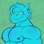 blue_body blue_hair blush fnf_mods green_eyes hair male nipples pecs solo shirou_muffin friday_night_funkin' mythology minus_retrospecter_(retrospecter) retrospecter retrospecter_(character) dragon humanoid mythological_creature mythological_scalie scalie 1:1 hi_res