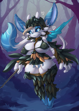 3_toes 4_fingers anthro blue_ears blue_nose blue_tail breasts feet female fingers fur heart_symbol solo tail toes white_body white_fur azura_inalis microsoft ori_(series) xbox_game_studios neri_(azura_inalis) guardian_spirit 2025 absurd_res hi_res