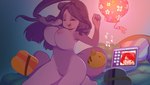 anthro areola bed big_breasts bouncing_breasts breasts butt casual_nudity computer countershading dancing electronics eyes_closed female fur furniture genitals hair kneeling lamp lantern laptop long_hair nipples nude paper_lantern pillow purple_body purple_fur purple_hair pussy smile solo video_call miu jam_(miu) plum_(miu) mammal rodent sciurid tree_squirrel hi_res