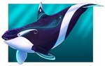 ambiguous_gender blue_markings dorsal_fin feral fin glistening glistening_eyes looking_at_viewer markings open_mouth pink_eyes purple_body solo teeth underwater water white_body imperatorcaesar cetacean dolphin mammal marine oceanic_dolphin orca toothed_whale