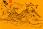 anthro bed biped furniture inside lying male on_bed on_front solo tail java canid canine canis domestic_dog mammal