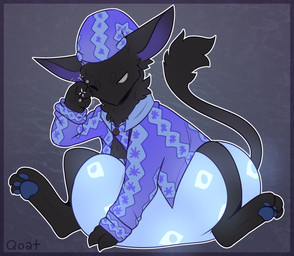 3_fingers 3_toes ambiguous_anthro ambiguous_gender anthro barefoot beak beak_closed big_diaper biped black_beak black_body black_fur black_tail black_tail_tuft blue_clothing blue_diaper blue_hat blue_headgear blue_headwear blue_pajamas blue_pawpads blue_shirt blue_topwear bubble button_(fastener) clean_diaper clothed clothed_ambiguous clothed_anthro clothing diaper diapered_ambiguous ears_down feet fingers fur grey_background grey_eyes hand_on_floor hat headgear headwear hindpaw mouth_closed narrowed_eyes nightcap no_pupils one_eye_closed open_clothing open_topwear pajama_shirt pajamas pattern_clothing pattern_diaper pattern_hat pattern_headgear pattern_headwear pattern_topwear pawpads paws pivoted_ears purple_inner_ear rubbing_eye rubbing_eyes semi-anthro shirt simple_background sitting sitting_on_diaper sleepwear solo spread_legs spreading tail tail_tuft text three-quarter_view tired toes topwear tuft wearing_diaper qoat deadlock_(game) mythology valve rem_(deadlock) avian chimera dream_creature gryphon mythological_avian mythological_creature 2026 absurd_res artist_name full-length_portrait hi_res portrait