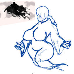 big_breasts breasts clothing dementor_(harry_potter) faceless_character faceless_female featureless_face female hood robe robe_only simple_background slightly_chubby solo thick_thighs white_background adamwhite harry_potter_(series) ghost humanoid spirit 1:1 2023 reference_image sketch