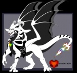 alternate_species alternate_universe black_body black_skin black_stripes claws clothing delta_rune_(emblem) dragonification dragonified feral heart_symbol horn jewelry male pendant scales sharp_teeth smile solo stripes symbol tail teeth white_body white_eyes white_skin wings criexthedragon_(artist) mythology undertale undertale_(series) asriel_dreemurr_(god_form) dragon mythological_creature mythological_scalie scalie alpha_channel watermark