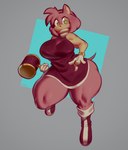 accessory anthro boots cartoon_gloves clothing dress female footwear grey_background hammer headband muscle_tone muscular muscular_anthro muscular_female shoes simple_background solo thick_thighs tools wide_eyed wide_hips eldiipiid sega sonic_the_hedgehog_(series) amy_rose eulipotyphlan hedgehog mammal absurd_res hi_res