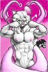 2:3 anthro cute_pose fur green_eyes hi_res male mammal marthan_crowl_(artist) mouse murid murine muscular muscular_anthro muscular_male pink_nose rat reggie_(whygena) rodent solo tentacles white_body white_fur whygena
