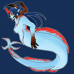 black_claws black_eyes black_nipples blue_body blue_hair bone claws countershading female gills hair mandibles markings nipples nude red_markings red_tattoo simple_background solo split_form tattoo transparent_background puppetmaster13uwu subnautica unknown_worlds_entertainment humanoid marine merfolk reaper_leviathan_(subnautica) 1:1 alpha_channel